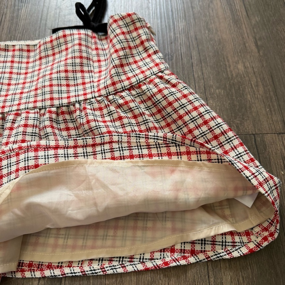 Pretty Garbage Peplum Red Plaid Sleeveless Top Black Straps Lined Side Zipper M - Picture 8 of 13